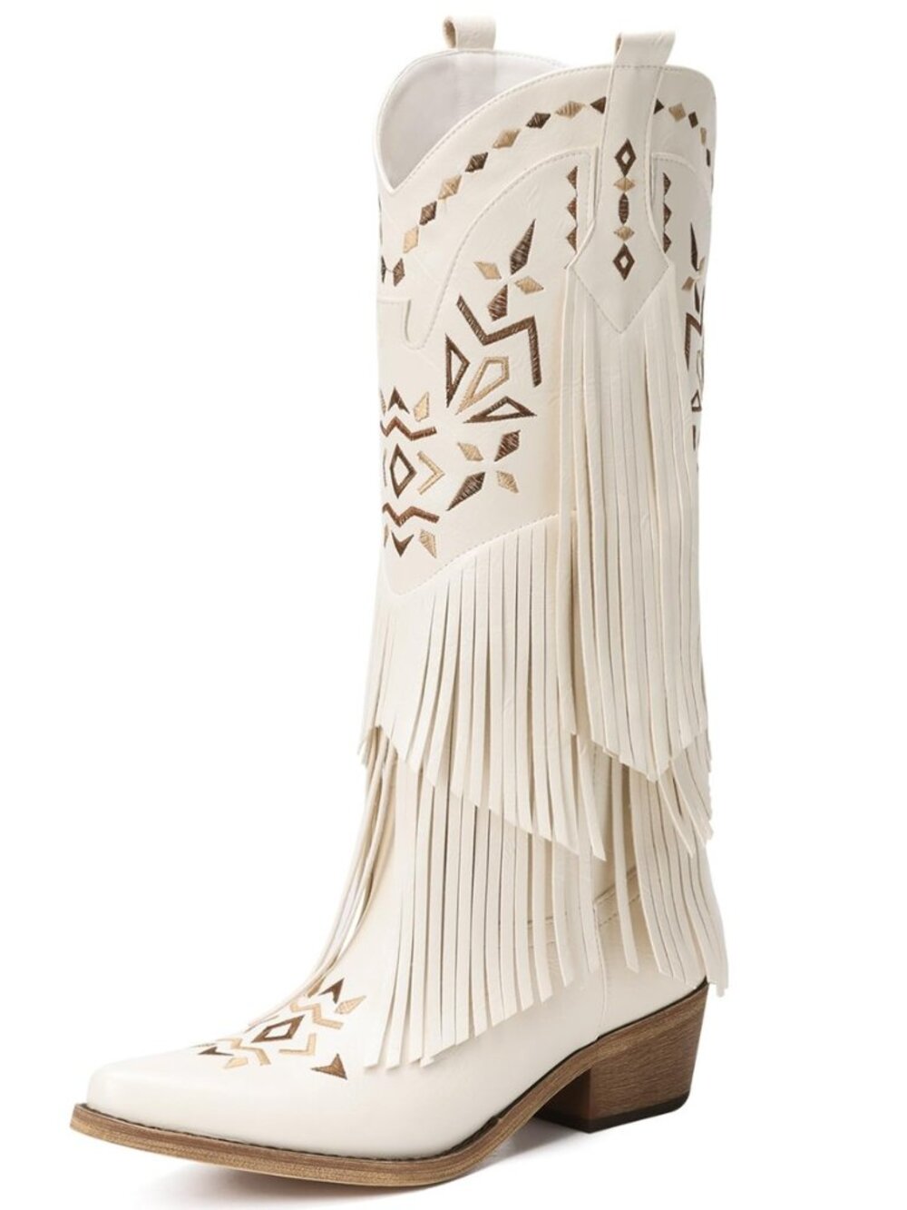 Cowboy Boots for Women - Fringe Knee High Cowgirl Boots with Classic Embroidery